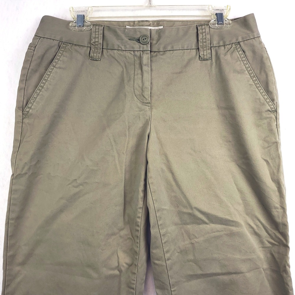 Tommy Hilfiger Cropped Lowrise Wide Leg Pants Khaki Green Chino Women's Size 8 - Picture 3 of 7